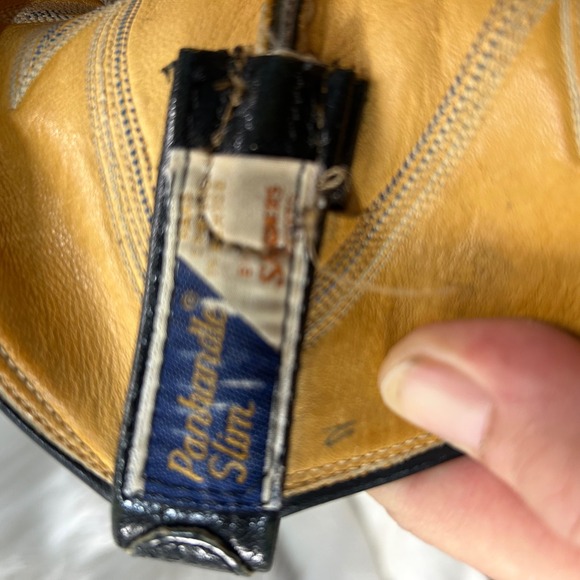 Panhandle Slim Black Ostrich Leather Cowboy‎ Western Boots Mens 9 1/2 - Picture 8 of 9